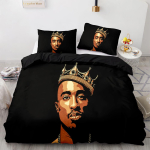 2Pac Voodipesukomplekt &Uuml;heinimese Twin T&auml;ism&otilde;&otilde;dus Queen King Suurus Tupac Amaru Shakur Voodikomplekt T&auml;iskasvanu Laste Magamistuba Tekikoti Komplektid 3D Prindiga 043 AU Single(140x210cm) white
