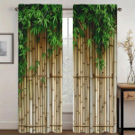 2 tk kaasaegset bambusest žakaarmustriga tr&uuml;kitud kardinat, torutaskuga kardinad, kodu kaunistamine, toa kaunistamine 14Wx39L(35x100CM)x2