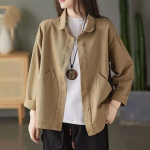 Jakk Naiste Neli Aastaaega Retro Twill Puuvill &Uuml;hev&auml;rviline Suure Taskuga &Uuml;herealine Vabaaja Top XS