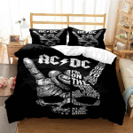 3D Prindiga Mood AC_DC Rockb&auml;nd Voodipesukomplekt AC-DC B&auml;ndi Mustriga Tekikott Padjap&uuml;&uuml;ridega &Uuml;heinimesevoodi T&auml;issuuruses Kuninganna Kuningas AU Single(140x210cm)