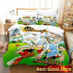 3D Prindi gallia kangelane Asterix Voodipesukomplekt Tekikott Linuas Prinditud Voodikomplekt Padjap&uuml;&uuml;r Voodi T&auml;is Suurused Queen King Tekk Magamistuba EU Single 135x200cm
