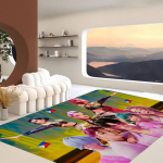 Kpop D-deemonik&uuml;tid P&otilde;randamatt Ristk&uuml;lik Libisemiskindel Kodu Pehme Vannimatt Esikuks Sise- V&auml;lismatt Tere Uksematt 100x150cm