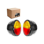 APSMOTIV 2X Tagatuled Tagumine Must Kere Must R&otilde;ngas Punane/Merevaiguv&auml;rvi Klaas 12V Pirnidega Sobib Ford A Mudelile GTR-4208 Jeep Willys, MF & John Deere merevaigukollane/punane