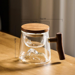 GIANXI Klaasist Teetass Puidust K&auml;epidemega Hiina Kuumakindel Puer Tassid Kvaliteetne Ja Mugav Kung Fu Teetassi Komplekt 400ml puhas