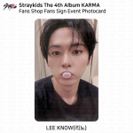 Stray Kids 4. album Karma F&Auml;NNIPOE &uuml;ritus f&auml;nnidele autogrammide jagamisega fotokaart KPOP K-POP Leeknow