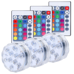 Komplekt 3 LED sukeldusvalgustit, Akvaariumi valgustus, Vanni valgus, Sisevalgustus, Juhtmevaba kaugjuhtimispult, Veekindel, Vanni jaoks