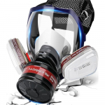 T&auml;isn&auml;oga gaasimask 40 mm s&ouml;efiltriga &ndash; Tuuma- ja keemilise kaitse respiraator 6001 filtriga, uduvastane klaas must