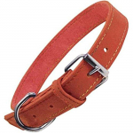 Collier en Cuir Nubuck - GLORIA - D-Ring - Ajustable - Marron - Moyen