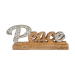 Figurine d&eacute;corative - Peace - Argent&eacute; - Bois - 6 x 13 x 31 cm h&otilde;be