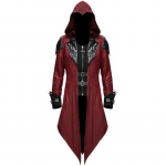 S-5XL meeste uus mood Devil Fashion meeste gooti stiilis kapuutsiga jope mantel punane must Diesel Punk Assassin Creed Cosplay kost&uuml;&uuml;m Kardiganid meeste mantel 5XL