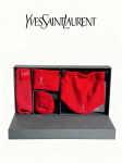 YSL Kuldne Hoolitsuskomplekt: Taskur&auml;tt, Juuksepael, Silmamask, Hoiukott punane