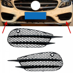 For Mercedes-Benz W205 C-Class C180 C200 C260 2015-2018 Set L+R Front Bumper Fog Lamp Grill Grille ert Face Bar Cover-A02G must