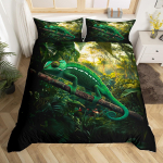 kameeleoniga tekikatted teismelistele kuninganna- ja kuningasuuruses kerge udusuletekikate komplekt loommusteriga magamistoa dekoratsioon ilma tekita EU Single(135x200cm)