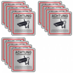 Videoj&auml;lgimise m&auml;rk, Videoj&auml;lgimine Eramaa, 15 x 15 cm Metallist Hoiatus Videoj&auml;lgimise m&auml;rk 12 tk h&otilde;be