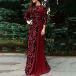 Naiste mood, sinine ja valge portselanist pikk kleit Elegantne vabaaja kleit naistele XXXXXL punane