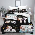 Snoopy 3-osaline 1 tekikate komplekt 3D Laste Kodu Dekoor Voodipesu komplekt Puuvillased katteid 100% pol&uuml;ester AU Single(140*210cm)3pcs