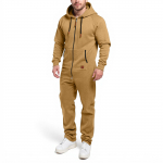 Meeste kapuutsiga kombinesoon lukuga pidžaama m&auml;ngukost&uuml;&uuml;m jogger dressipluus &uuml;ldine romper XXL khaki