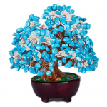 Prosperity 18cm &Otilde;nneraha Puu Kunstlik Lauaplaadi Kaunistus Feng Shui Puu Kingitus Kuju Varanduspuu Bonsai Kodu sinine