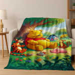 2026 Uus Armas Karupoeg Puhh Multikakujuline Flanellist Tekk, Soe ja Hubane Pehme Visketekk Kodu Magamistoa Voodi Diivani Katteks Kingitus Lastele 130x150cm