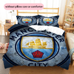 Manchester City Muster Voodipesu Tekikomplekt Kodu Kaunistamine Kingitus (1 * tekikott + 2 * padjap&uuml;&uuml;ri ilma s&uuml;damikuta) 135x200cm