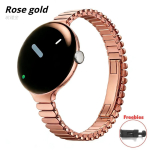 Ovaalse kujuga l&uuml;lidega kellarihm Google Pixel Watch 4 41mm / 3 45mm jaoks Roostevabast terasest randmerihm liblikkinnitusega &Scaron;ampanjakuld Google Pixel Watch 41mm roosa kuldne v&auml;rv