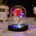 Kunstroosililled Klaasroosist LED-valgusti kingitus s&otilde;brap&auml;evaks One Size punane