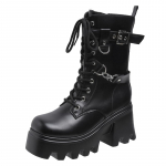 Moodsad T&auml;iesti Uued Gooti Stiilis 8,5 cm Platvormiga Vampiiri Cosplay Naiste Poolsaapad 2025 Talvised Kiilud Mugavad Naiste Mootorrattasaapad Kingad 35 must