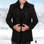 S&uuml;gis ja Talv Keskmise ja Pika L&otilde;ikega Paksenenud Meeste Villane Mantel Moodne Kahekordse Kraega Villane Mantel Meestele M