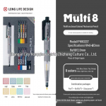 Pentel Multi+8 Designer 8-v&auml;rviline mehaaniline pliiatsikomplekt HB