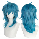 Sally Face Parukas S&uuml;nteetiline Keskmise Pikkusega Sirge Sinine Sally Face Cosplay parukad Halloweeni Karnevali Kooman&auml;ituse jaoks One Size