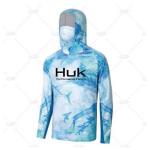 HUK Kalastus kapuutsiga s&auml;rk Mask UV-kaitsega krae &Uuml;likond Meeste pikavarrukaline Hingav Kiiresti kuivav T-s&auml;rk 5XL white