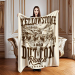 Personaliseeritud Yellowstone Duttoni Rant&scaron;o Tekk Nimi L&auml;&auml;ne Kunst Pehme Fliis Visketekk TV-sarja F&auml;nni Kingitus Kodu Dekoor Kauboi Teema 75x100cm white