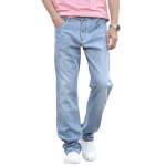 Meeste &Otilde;hukesed Lahtised Teksad Klassikalised Sirged Sinised &Auml;ri Vabaaja Elastsed Puuvillased Denim P&uuml;ksid Pluss Suurus 40 28 sinine