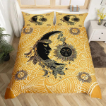 Mandala Tekikott Komplekt P&auml;ike ja Kuu Tekikott Sidemetega Eksootiline Stiil Must ja Valge Botaaniline Lilleline Pol&uuml;ester Voodipesu Komplekt 135x200cm