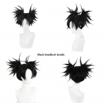 Anime Jujutsu Kaisen Choso Cosplay S&uuml;nteetiline Juuksepikendus 14-tolline Must Kahe Patsiga Karnival Igap&auml;evane Pidu Kvaliteetne Kohev Parukas (Black,1Pcs&14inches)