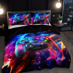 M&auml;nguri Tekikatted Komplekt &Uuml;heinimesevoodi Suuruses, Videom&auml;ngude Voodipesu Komplekt Lastele, Teismelistele, Moodne Poiste Multikas M&auml;ngupuldiga Tekikatted Komplektid 140x200cm