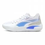 PUMA Court Rider 1.0 Team meeste madalad kangast s&uuml;nteetilisest nahast TPU praktilised korvpallijalatsid valge sinine 195660-02 EU 42