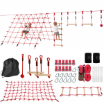 Ninja Line Laste Slackline Komplekt 10m koos V&otilde;imlemisr&otilde;ngaste, Kiige, Ronimisredeli, Ronimisv&otilde;rguga 3-6 Aastastele 1000x300x180 cm Punane 1000 x 300 x 180 cm punane