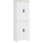 Eraldiseisev k&ouml;&ouml;gikapp, 4-ukseline hoiukapp-korraldaja reguleeritavate riiulitega, valge puidu efekt 60 x 30 x 170.5 cm