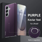 Samsung Galaxy Z Fold 8 Ultra 7 6 5 jaoks Aramidkiudmustriga nahast Magsafe &uuml;mbris KlapphingeTelje Kaitsev Tagakate Galaxy Z Fold5 lilla