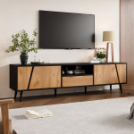 180*40*46cm Madal laud TV laud, TV kapp sahtlite ja 2 kapiuksega, TV konsool 6 t&auml;ispuidust jalaga, 75-tollise televiisori jaoks elutoa kapid 180 x 40 x 46 cm