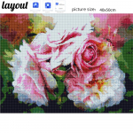 Huacani 5D t&auml;isruudu teemanttikandid ristpistes lilledega teemantmosaiigist taimekivid 20*30 cm