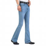 Meeste Denim Bootcut P&uuml;ksid 70ndate Western Cowboy Bell Alt laienevad teksad p&uuml;ksid vabaaja pluss suurus 27 helesinine v&auml;rv