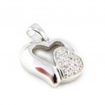 Les Tr&eacute;sors De Lily [B9522] - Pendentif Plaqu&eacute; Or 'Coeur Tandem' Dor&eacute; Blanc kuld