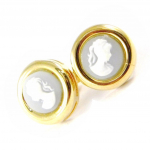 Les Tr&eacute;sors De Lily [G2004] - Boucles Plaqu&eacute; Or 'Camee' bleu sinine