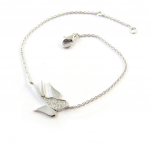 Les Tr&eacute;sors De Lily [N6818] - Bracelet Argent 'Hirondelle' blanc (rhodi&eacute;) h&otilde;be