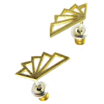 7bis [Q1358] - K&auml;sitsi valmistatud  Origami  k&otilde;rvar&otilde;ngad (lehvik) kullast - 13x5 mm kuld