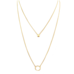 7bis [Q6254] - Collier artisanal 2 rangs 'Boho' dor&eacute; (cercles) - 13 et 6 mm kuld