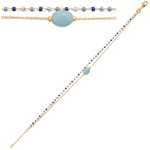 Les Tr&eacute;sors De Lily [R1113] - Bracelet Plaqu&eacute; Or 'Boho' amazonite dor&eacute; (2 rangs) - 8x6 mm roheline