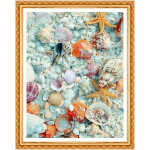 Teemantmaal Ristpistes Meremaastik T&auml;ielik &uuml;mmargune Teemantkoorega n&auml;put&ouml;&ouml; Kivist k&auml;sit&ouml;&ouml; 20X30CM